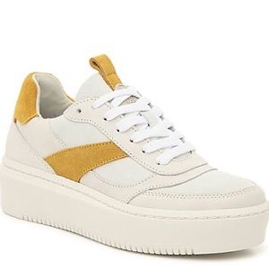 Bullboxer Paisley Platform Sneaker in White & Mustard Size 38 7.5 y2k